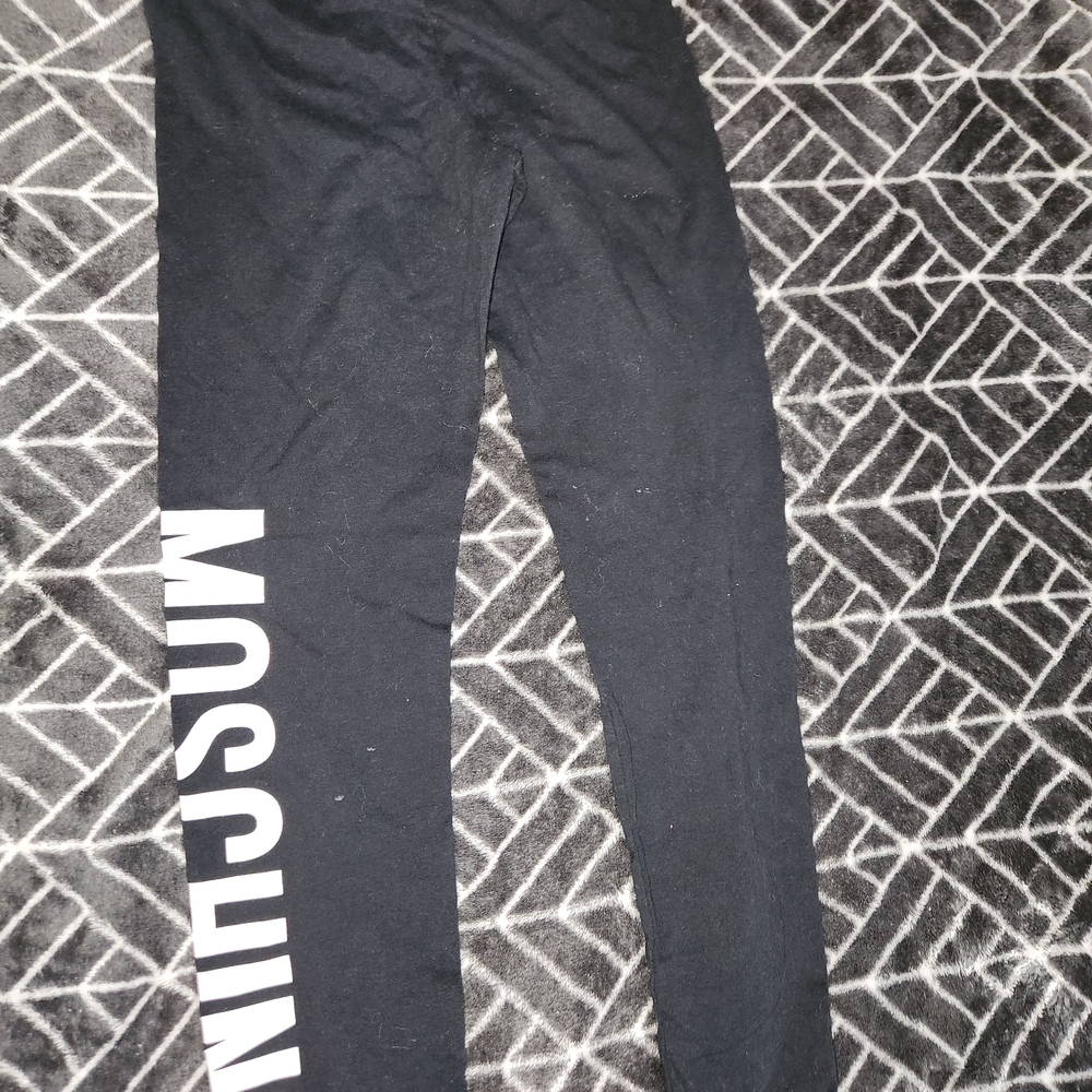 Moschino Kids Black Leggings with White Logo